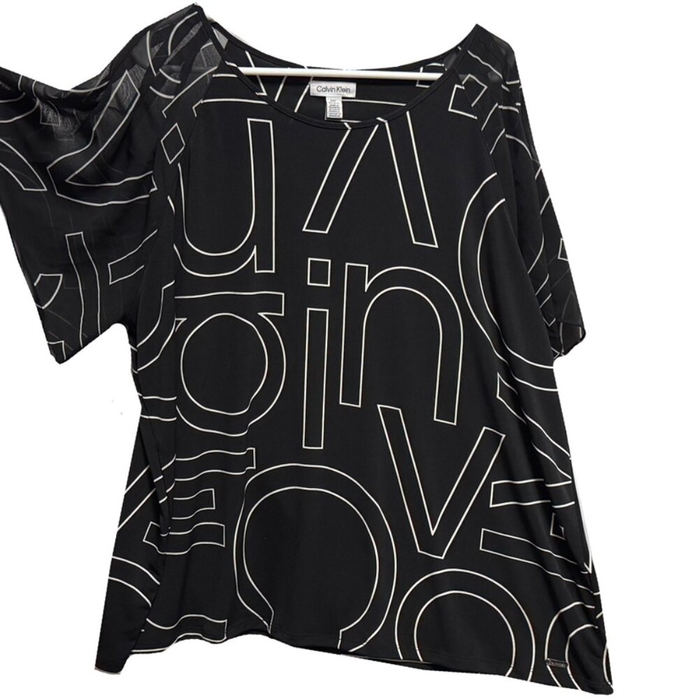 Calvin Klein Black w/Large White Logo Letters Top Size 2x